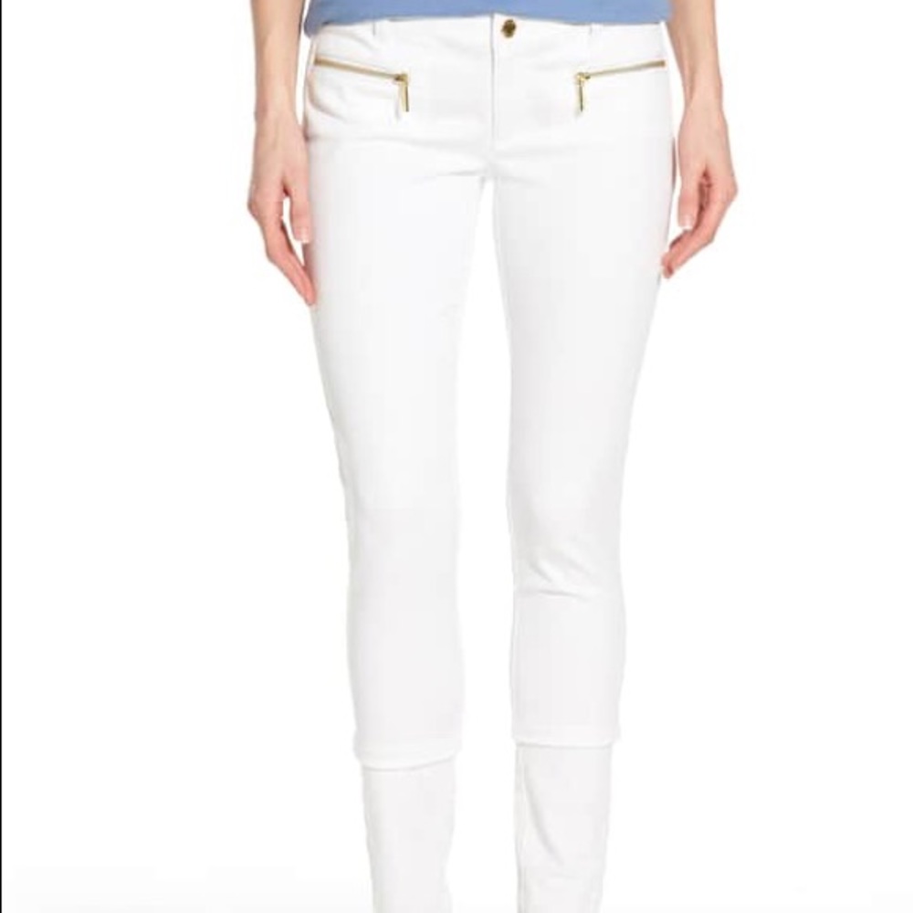 Michael Kors White Zip Pocket Izzy Skinny Jeans 14